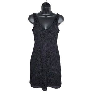 J. Crew | Women's Black Lace V-Neck A-Line Mini Dress - Size 2